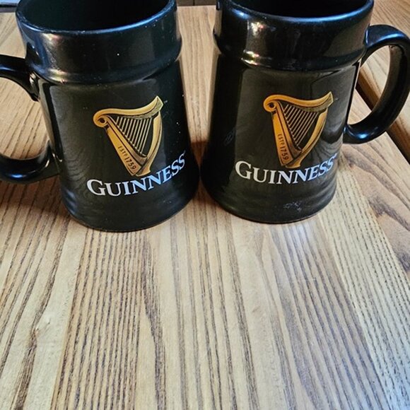 Lot of 2 Vintage Guinness Black Coffee Mug Ceramic with Official Harp Logo - Picture 9 of 9